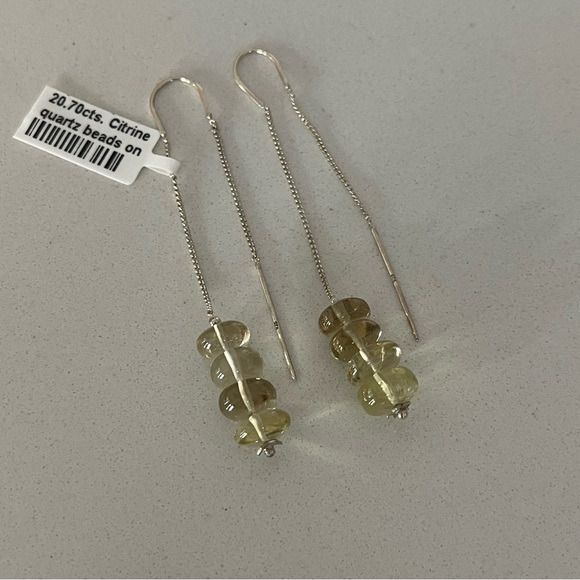 One of a kind Citrine 8mm rondells on threader earrings - Picture 8 of 10